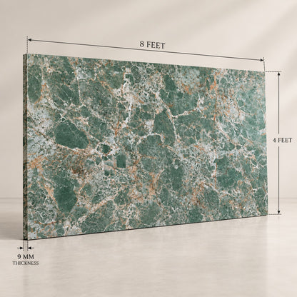 Premium Green Sintered Stone Slab T12 – Luxury Marble Look Natural Stone Finish | 4 FT × 8 FT | 9 MM