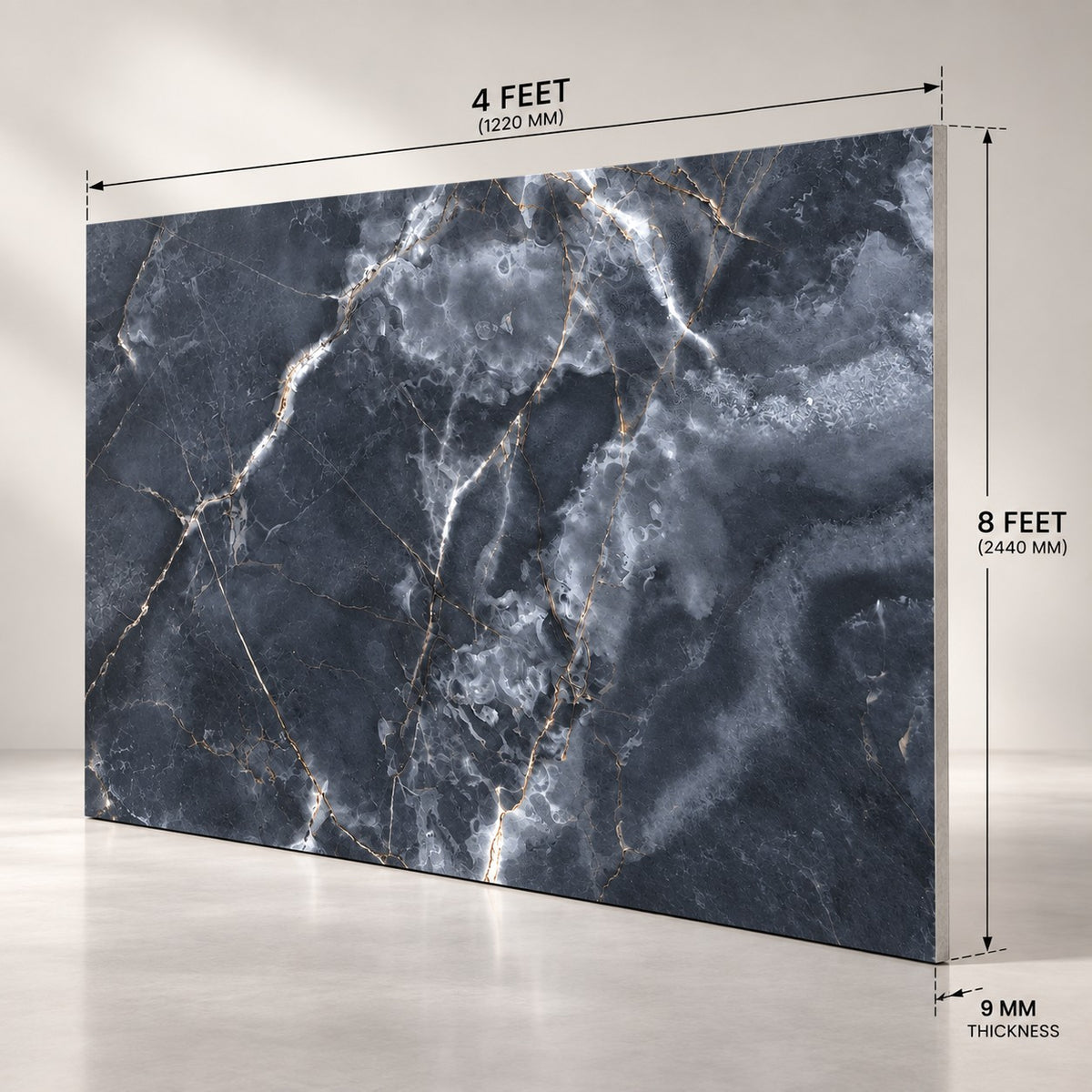 Premium Blue Grey Marble Sintered Stone Slab T9 – Luxury Natural Stone Finish | 4 FT × 8 FT