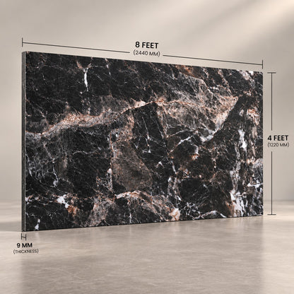 Premium Black Marble Sintered Stone Slab T7 – Luxury Marble Finish | 4 FT × 8 FT
