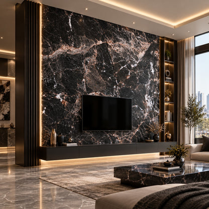 Premium Black Marble Sintered Stone Slab T7 – Luxury Marble Finish | 4 FT × 8 FT