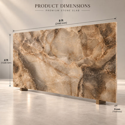 Premium Brown Marble Sintered Stone Slab T5 – Luxury Natural Stone Finish | 4 FT × 8 FT