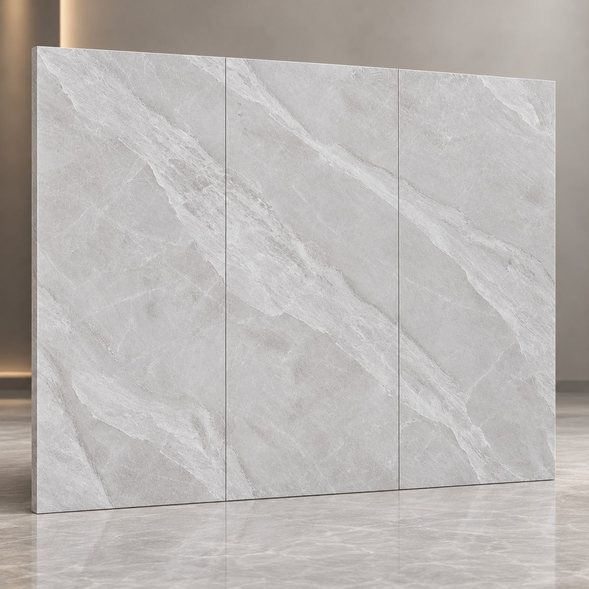 Premium Light Grey Sintered Stone Slab T3 – Elegant Marble Finish | 4 FT × 8 FT