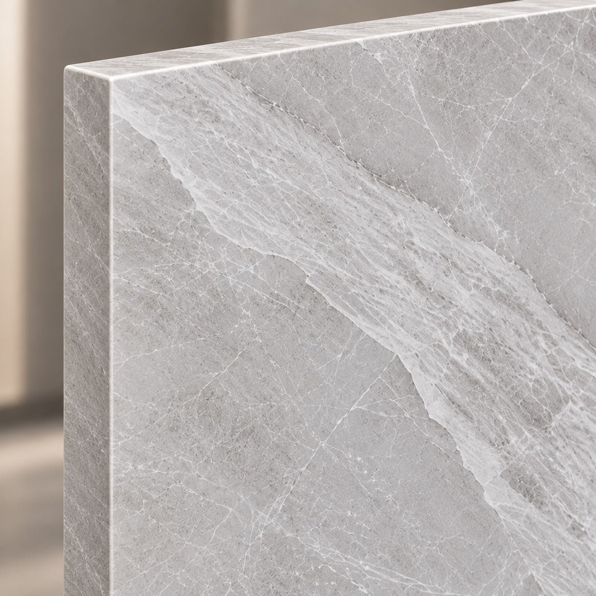 Premium Light Grey Sintered Stone Slab T3 – Elegant Marble Finish | 4 FT × 8 FT