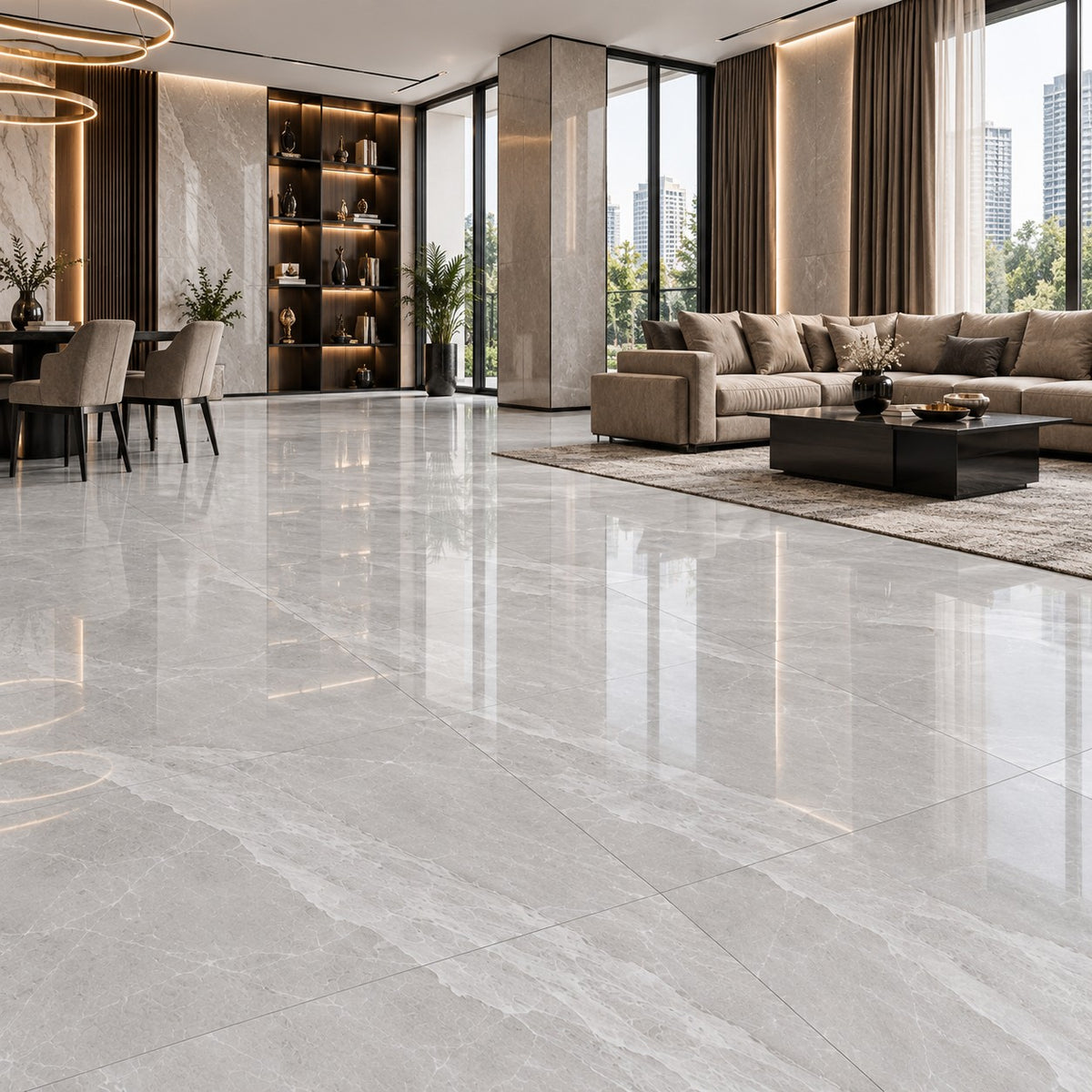 Premium Light Grey Sintered Stone Slab T3 – Elegant Marble Finish | 4 FT × 8 FT