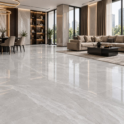 Premium Light Grey Sintered Stone Slab T3 – Elegant Marble Finish | 4 FT × 8 FT