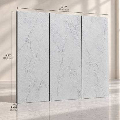 Premium White Marble Sintered Stone Slab T2 – Luxury Marble Finish | 4 FT × 8 FT