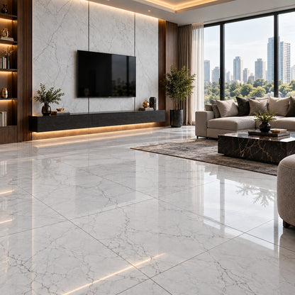 Premium White Marble Sintered Stone Slab T2 – Luxury Marble Finish | 4 FT × 8 FT