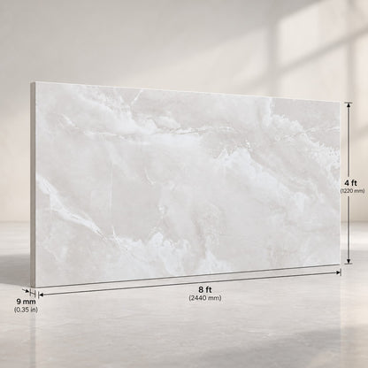 Premium Light Grey Marble Sintered Stone Slab T1  – Luxury Natural Stone Finish | 4 FT × 8 FT