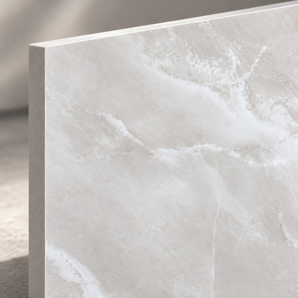 Premium Light Grey Marble Sintered Stone Slab T1  – Luxury Natural Stone Finish | 4 FT × 8 FT