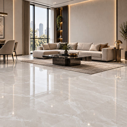 Premium Light Grey Marble Sintered Stone Slab T1  – Luxury Natural Stone Finish | 4 FT × 8 FT