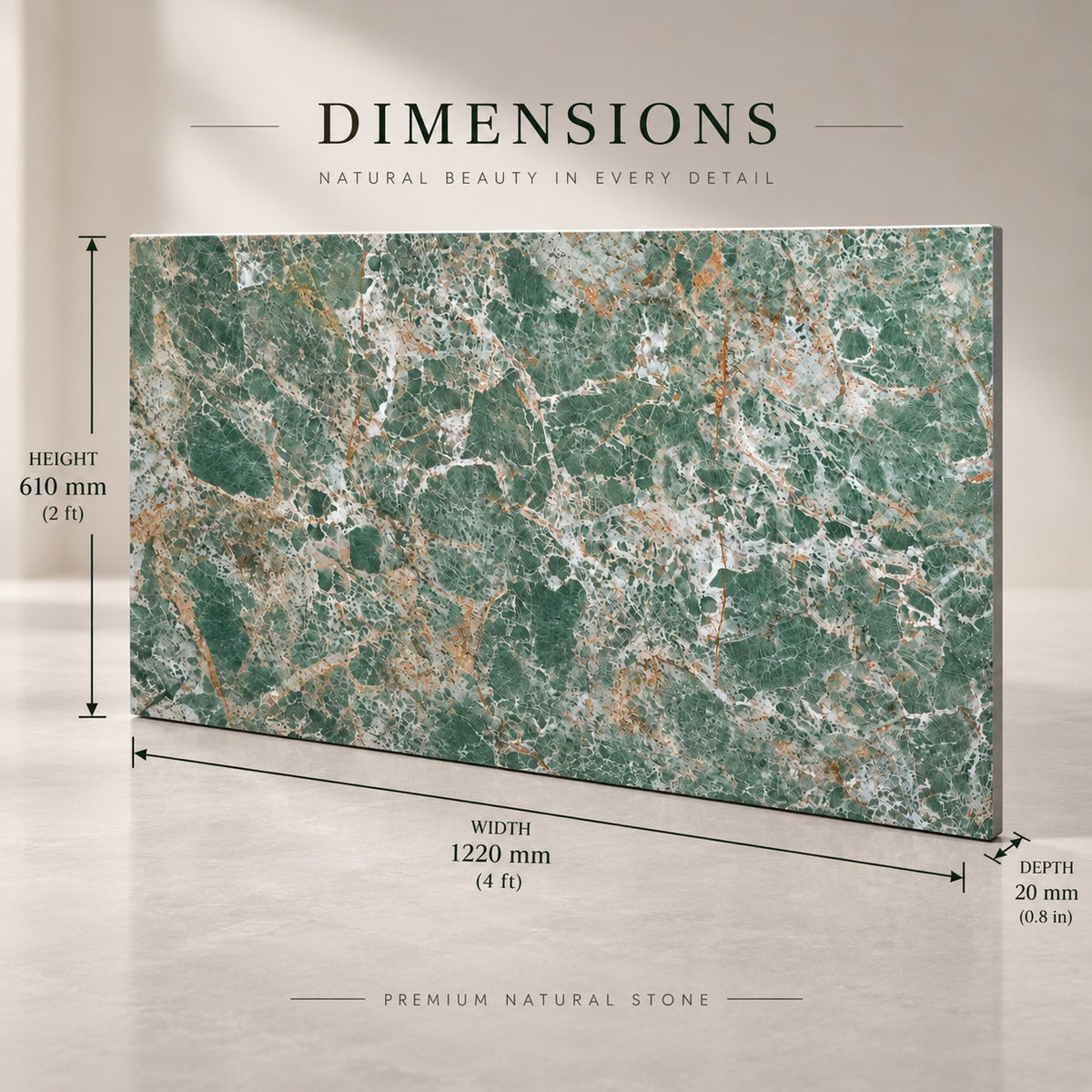 Premium Green Marble Sintered Stone Tiles T12 – Luxury Marble Finish | 4 FT × 8 FT