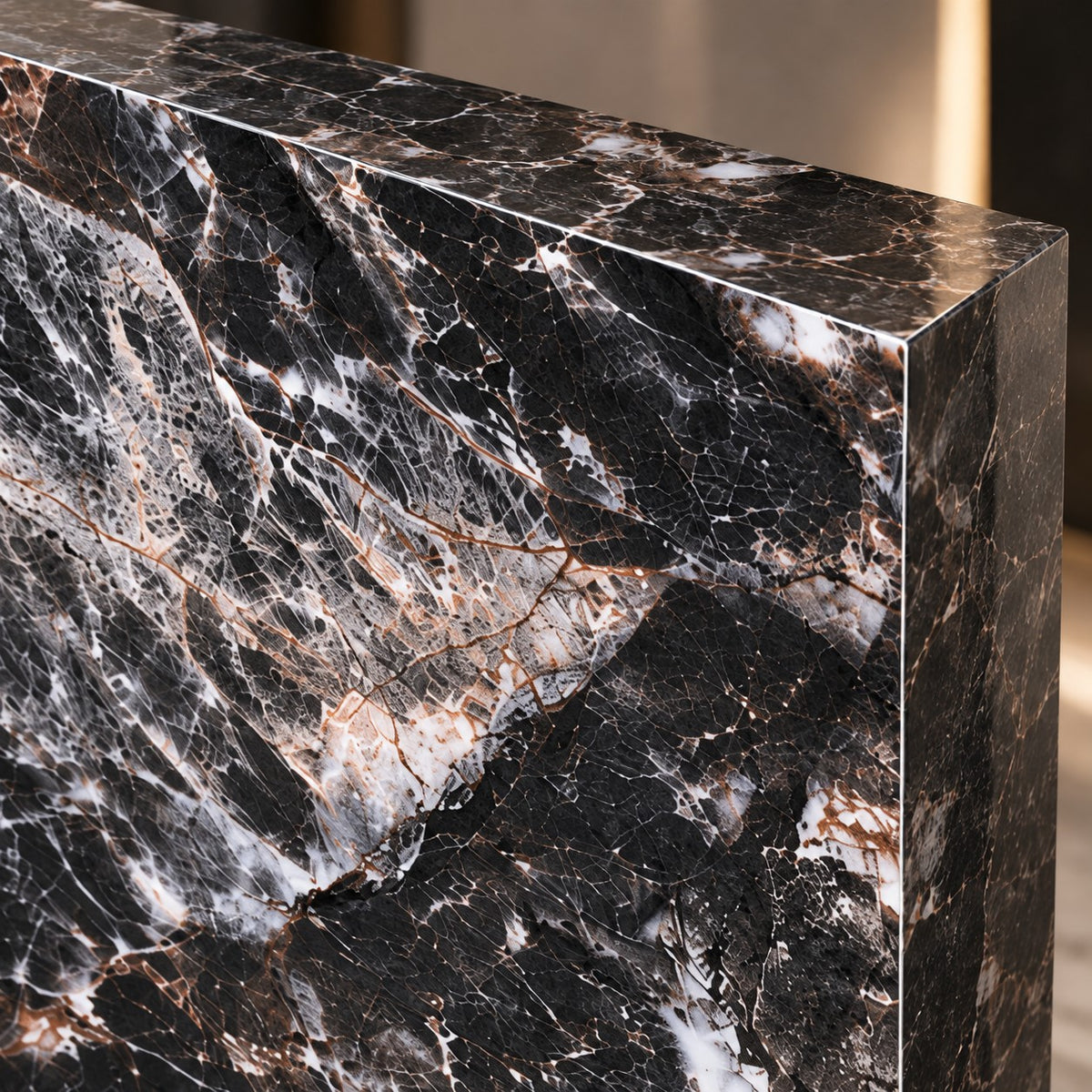 Premium Black Marble Sintered Stone Tiles T7– Luxury Marble Finish | 4 FT × 8 FT