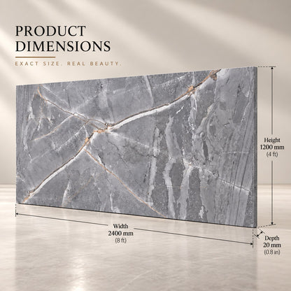 Premium Grey Marble Sintered Stone Slab T11 – Luxury Marble Finish | 4 FT × 8 FT