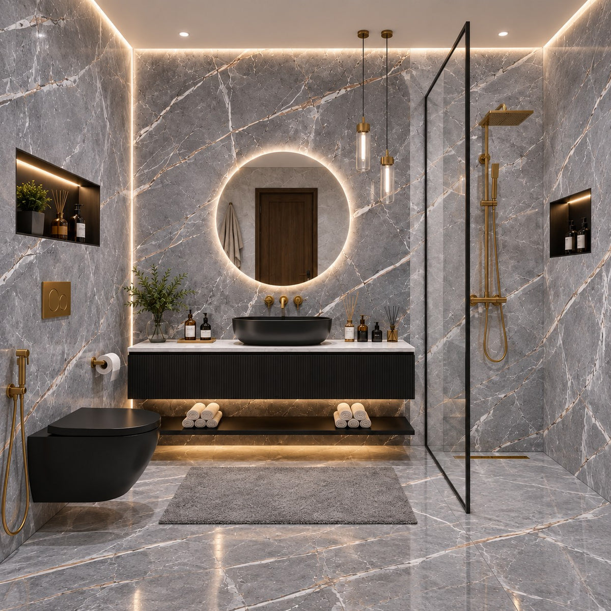 Premium Grey Marble Sintered Stone Slab T11 – Luxury Marble Finish | 4 FT × 8 FT