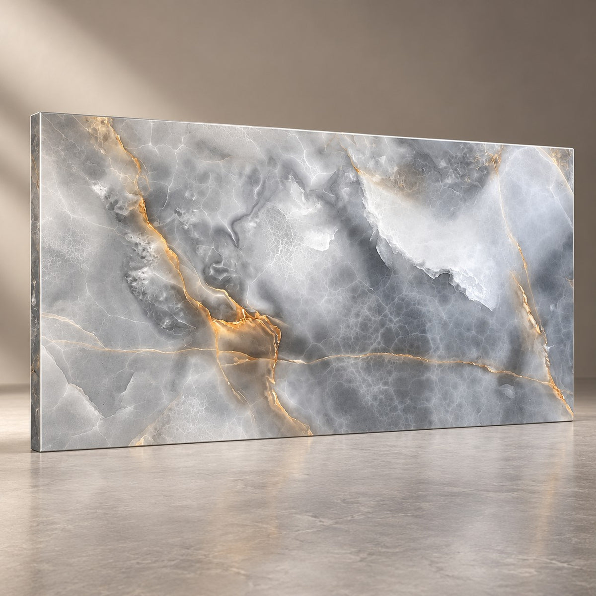 Premium Grey Marble Sintered Stone Tiles T8 – Luxury Marble Finish | 4 FT × 8 FT