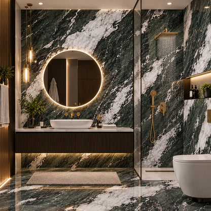 Premium Green Marble Sintered Stone Tiles T10 – Luxury Marble Finish | 4 FT × 8 FT