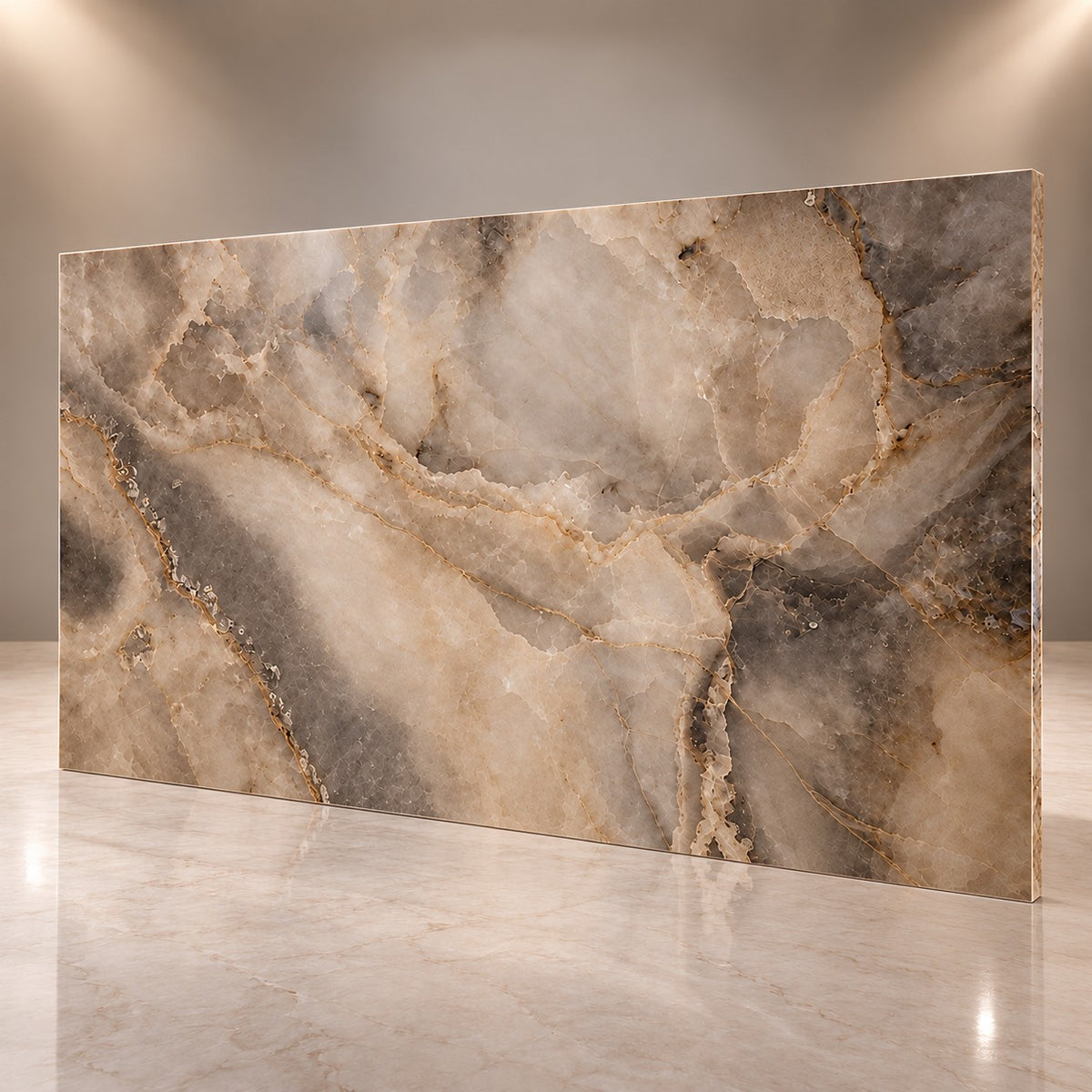 Premium Beige Marble Sintered Stone Tiles T5 – Luxury Marble Finish | 4 FT × 8 FT