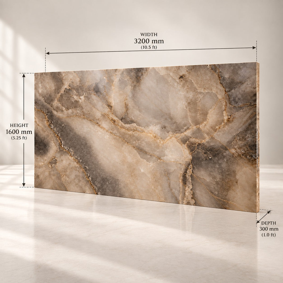Premium Beige Marble Sintered Stone Tiles T5 – Luxury Marble Finish | 4 FT × 8 FT