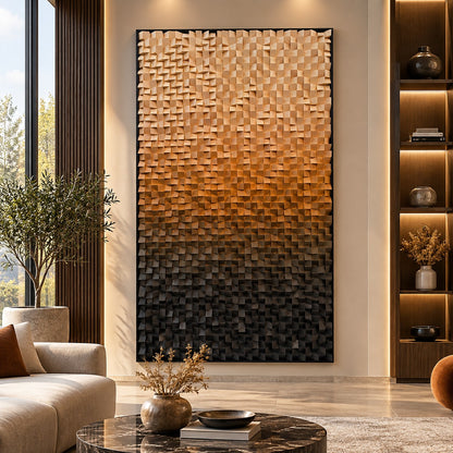 3D Wooden Blocks Painting P8– Handmade Textured Wooden Wall Art