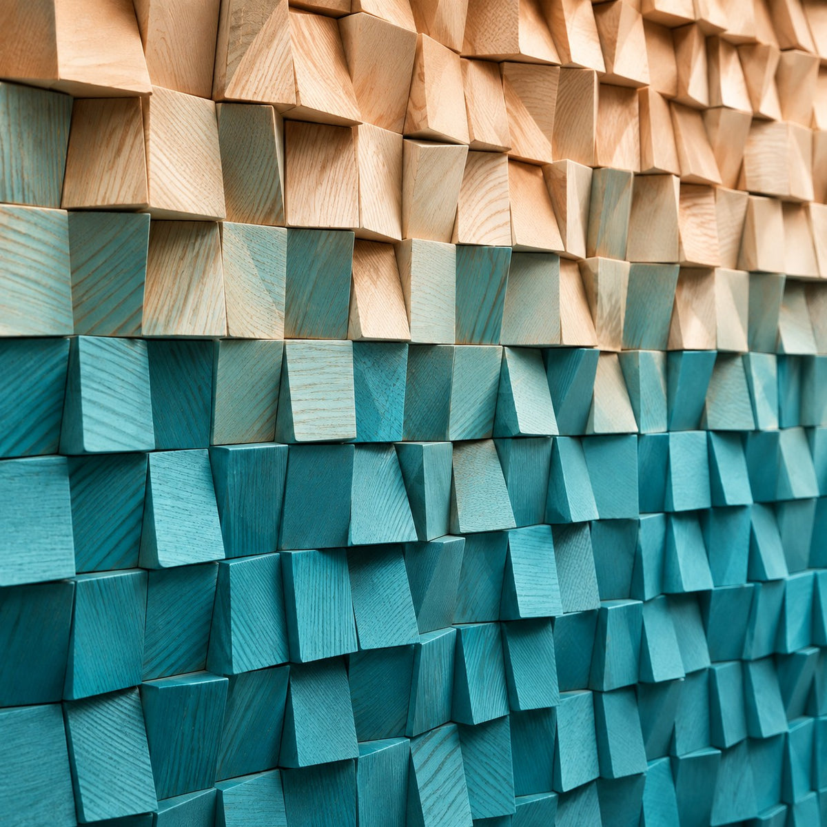 3D Wooden Blocks Painting P11 – Handmade Textured Wooden Wall Art