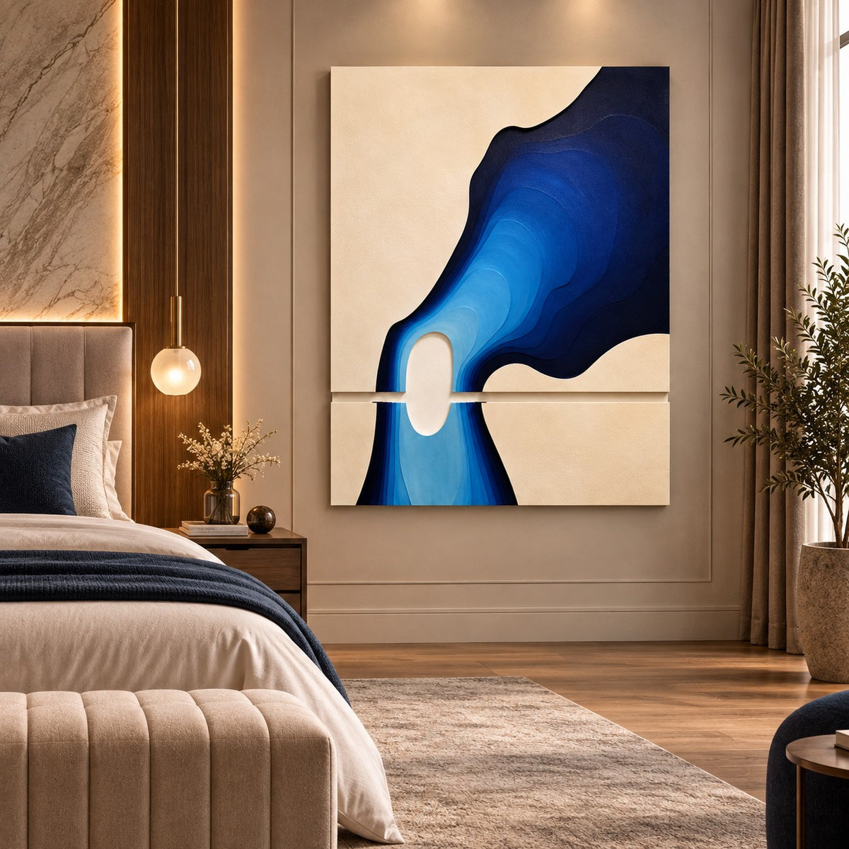 Blue Abstract Texture Painting P4 – Handmade Modern Wall Art
