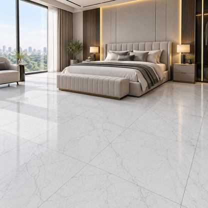 Premium White Marble Sintered Stone Slab T2 – Luxury Marble Finish | 4 FT × 8 FT