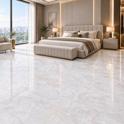 Premium Light Grey Marble Sintered Stone Slab T1  – Luxury Natural Stone Finish | 4 FT × 8 FT