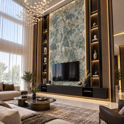 Premium Green Sintered Stone Slab T12 – Luxury Marble Look Natural Stone Finish | 4 FT × 8 FT | 9 MM