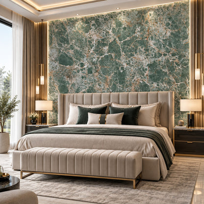Premium Green Sintered Stone Slab T12 – Luxury Marble Look Natural Stone Finish | 4 FT × 8 FT | 9 MM