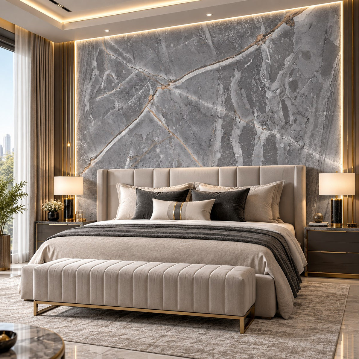 Premium Grey Sintered Stone Slab T11 – Luxury Marble Look with Natural Veining | 4 FT × 8 FT | 9 MM