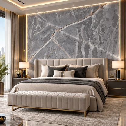 Premium Grey Sintered Stone Slab T11 – Luxury Marble Look with Natural Veining | 4 FT × 8 FT | 9 MM