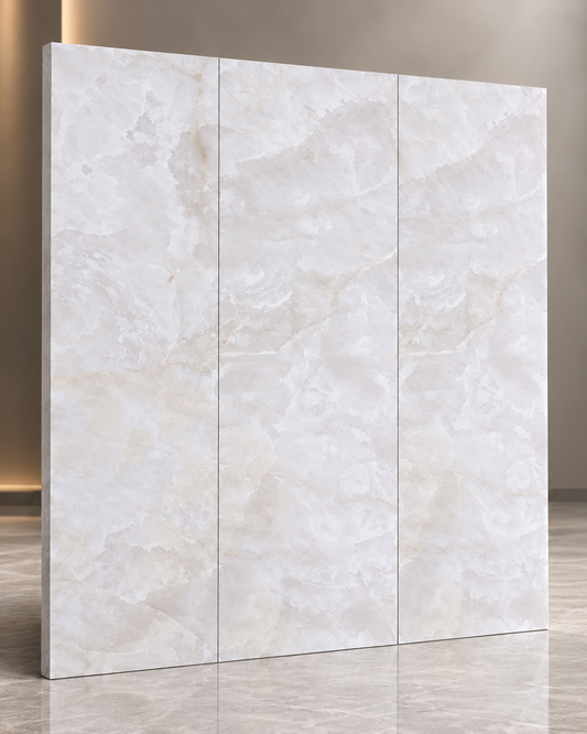 Premium White Onyx Sintered Stone Slab T4 – Luxury Natural Stone Finish | 4 FT × 8 FT