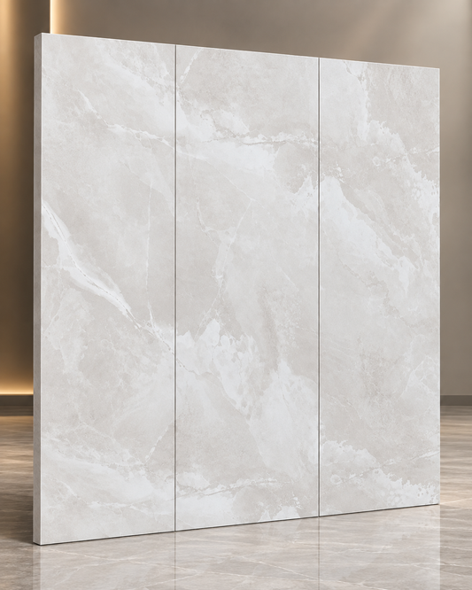 Premium Light Grey Marble Sintered Stone Slab T1  – Luxury Natural Stone Finish | 4 FT × 8 FT