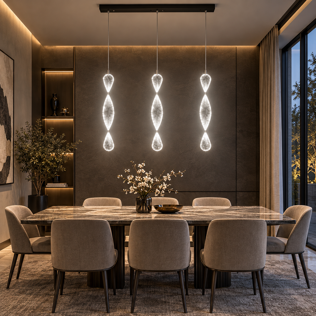 Luxury Hanging Light L1 – Modern Twisted Glass LED Pendant Light