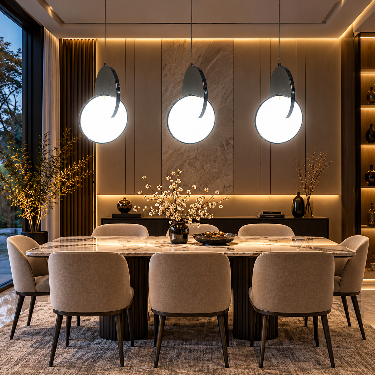 Luxury Hanging Light F18 – Modern Round LED Pendant Light