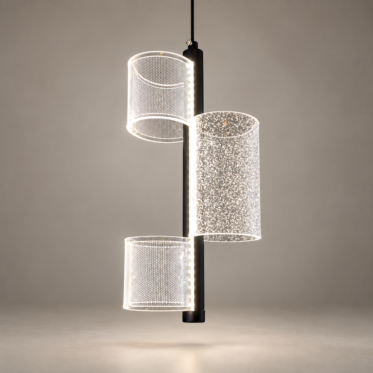 Luxury Hanging Light L4 Modern 3-Tube Glass Pendant Light