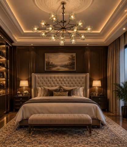 Modern 12 Lights Chandelier F3 Gold Metal & Glass Luxury Ceiling Light