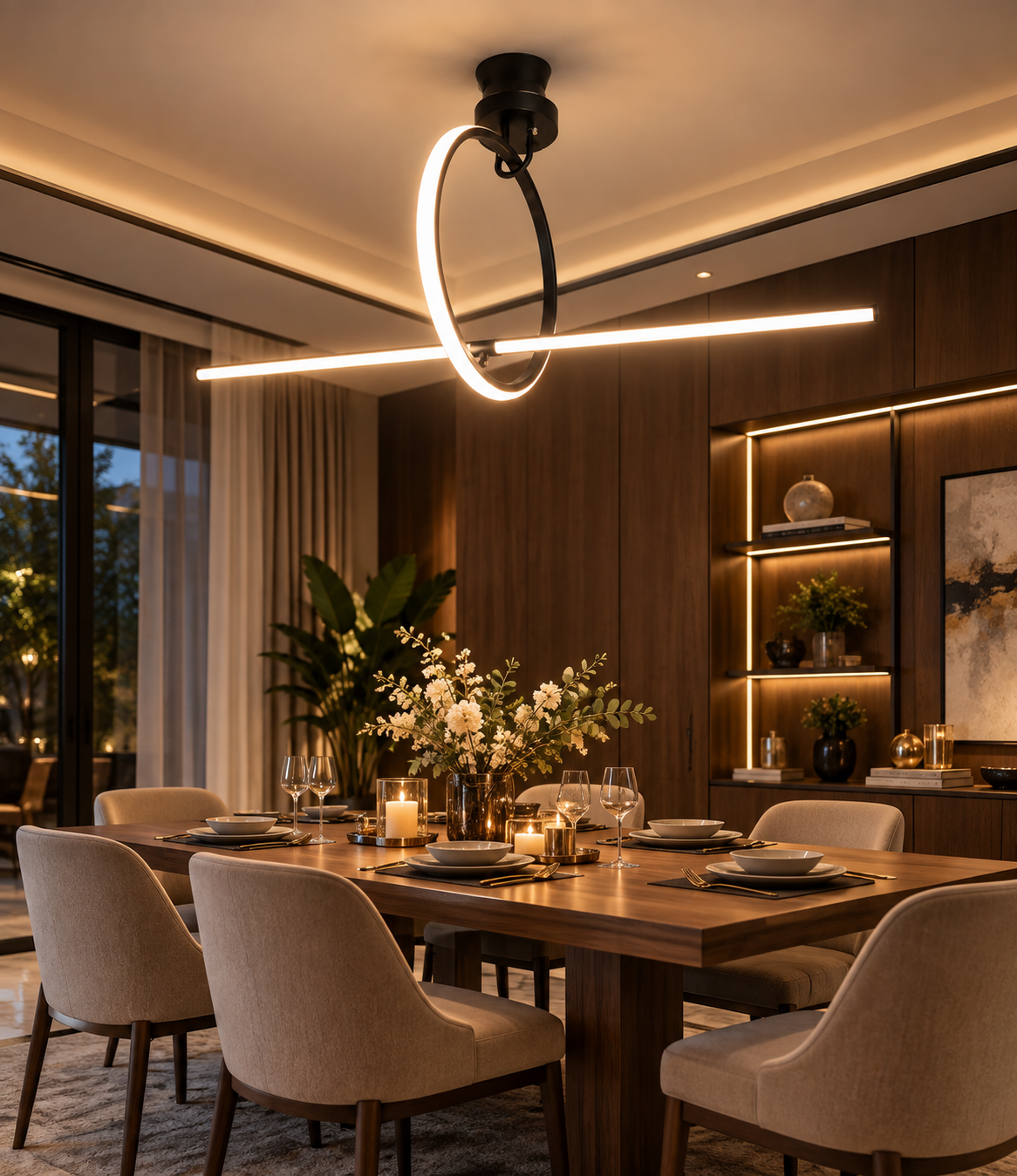 Modern LED Chandelier F15 Premium Black & White Metal Decor