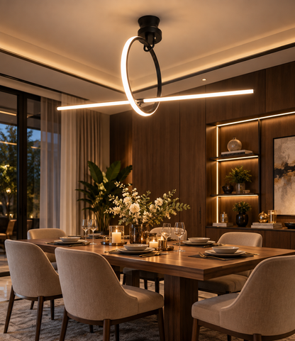 Modern LED Chandelier F15 Premium Black & White Metal Decor