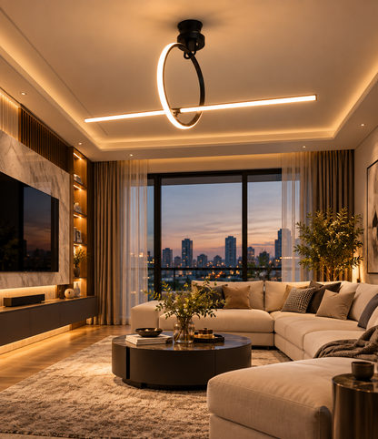 Modern LED Chandelier F15 Premium Black & White Metal Decor