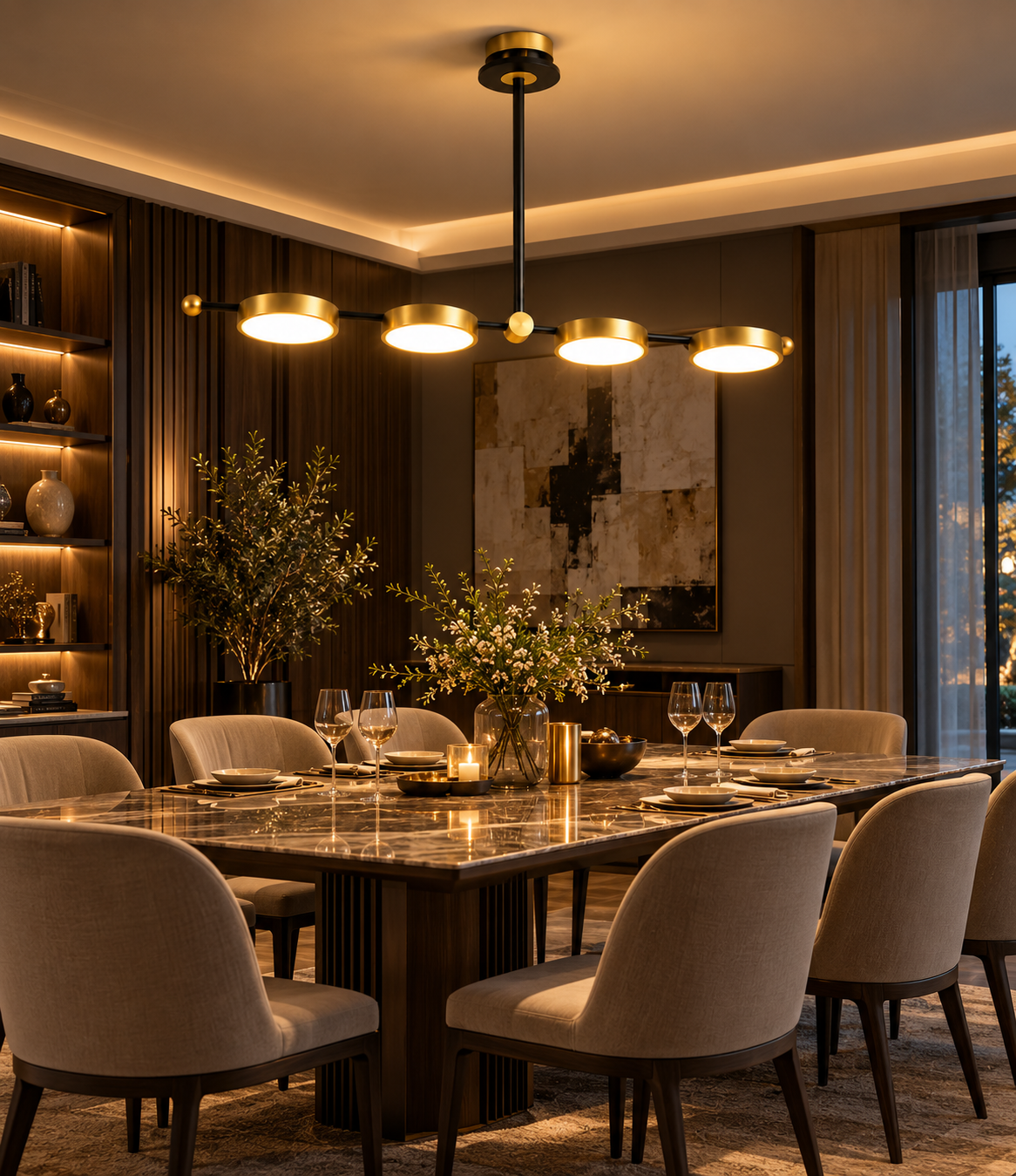 Modern 5-Light Chandelier F8 Premium Black & Gold Metal Decor