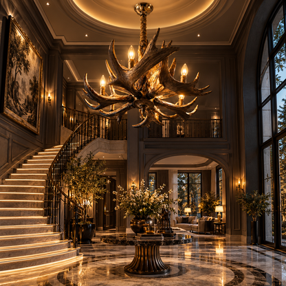 Premium Antler Chandelier F16  Antique Bronze Resin & Metal Luxury Chandelier