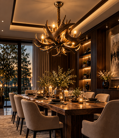 Premium Antler Chandelier F16  Antique Bronze Resin & Metal Luxury Chandelier