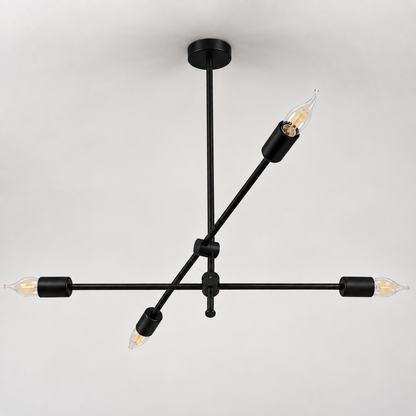 Modern 4-Light Black Chandelier F9 Minimalist Industrial Ceiling Light