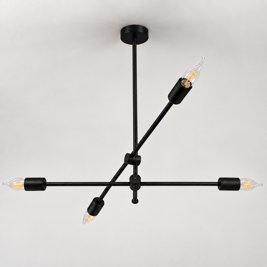 Modern 4-Light Black Chandelier F9 Minimalist Industrial Ceiling Light