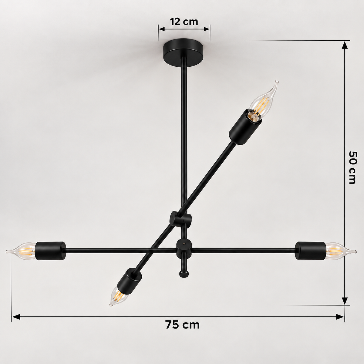 Modern 4-Light Black Chandelier F9 Minimalist Industrial Ceiling Light