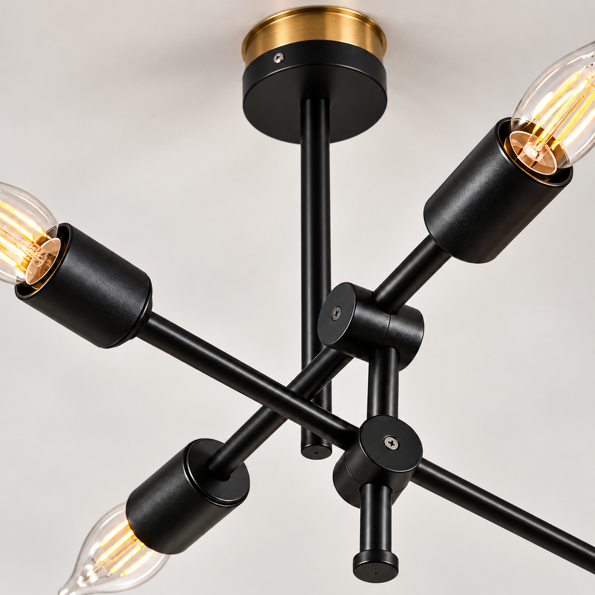 Modern 6-Light Black Chandelier F9  Industrial Minimalist Ceiling Light