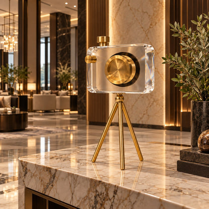 Modern Crystal Camera Decor D44 Premium Crystal & Metal Sculpture