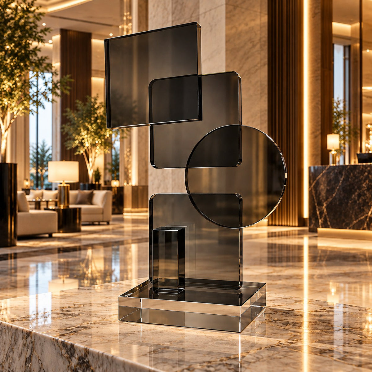 Abstract Smoke Grey Acrylic Sculpture D13 Modern Home Decor