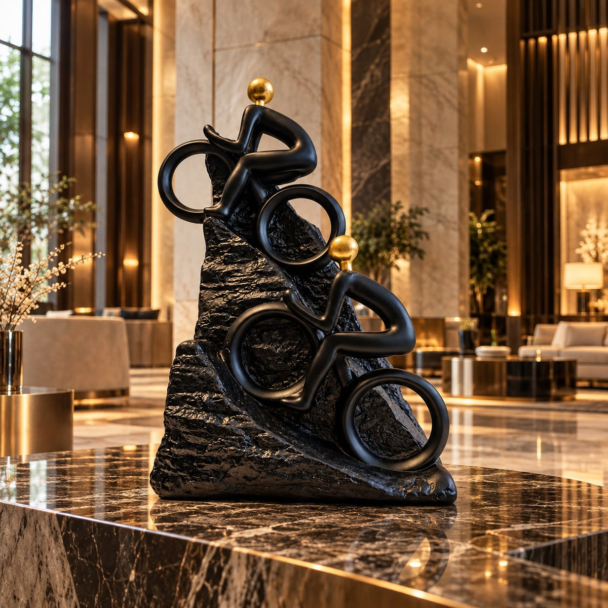 Decorative Black & Gold Abstract Sculpture D34